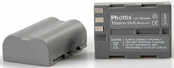 Phottix BP-D80 Premium Battery Grip + 2x En-El3e